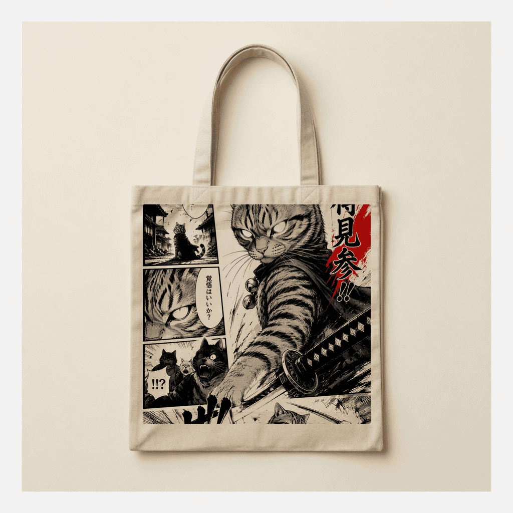 Exemple de portrait animal personnalisé — Tote bag avec portrait de chat : le cadeau qui se voit (et se garde)